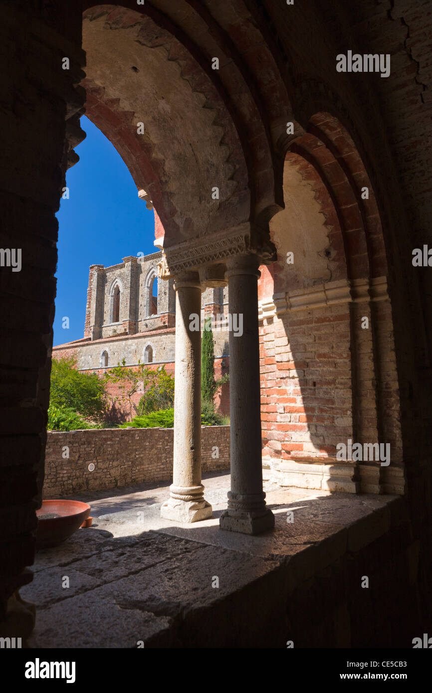 Ruins of the Cistercians abbey San Galgano, Chiusdino, Tuscany, Italy, Europe  Stock Photo