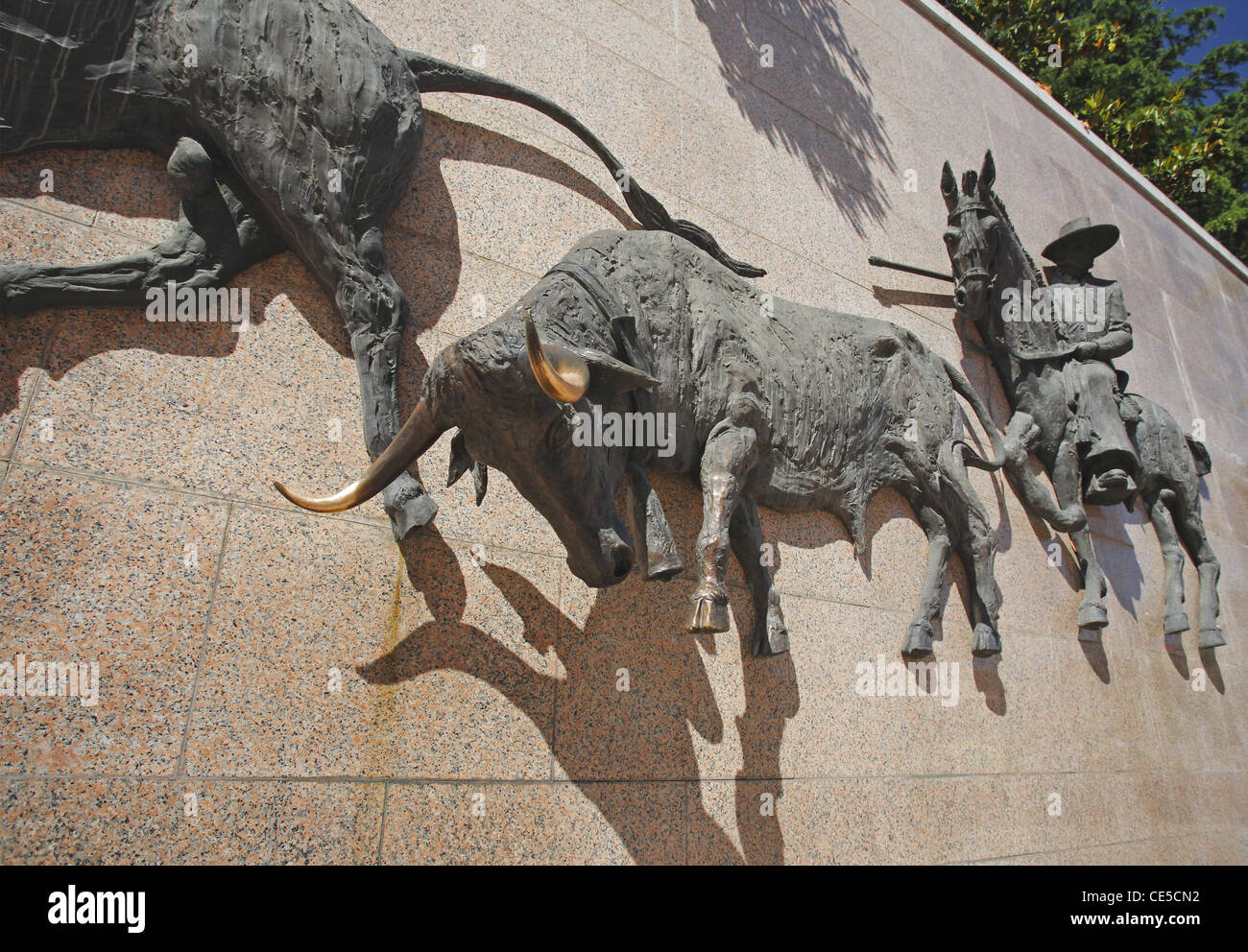 Wall statues at the Plaza de Toros de Las Ventas in Madrid, Spain Stock Photo