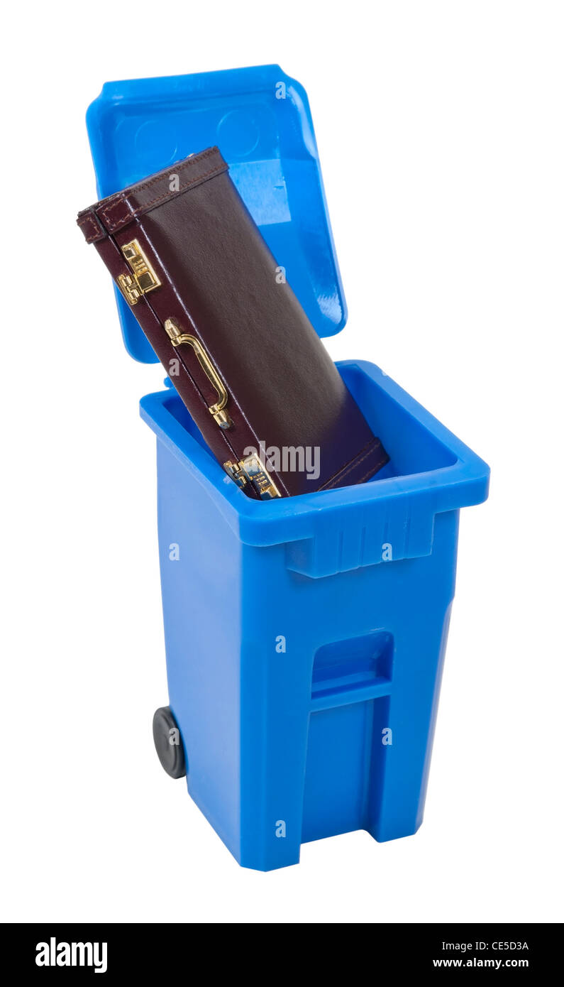 Recycling employment positions shown by a leather briefcase in a