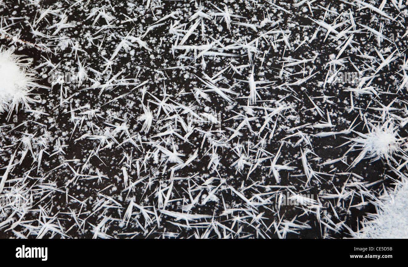 Ice crystals formed on the surface of a frozen pond Stock Photo - Alamy