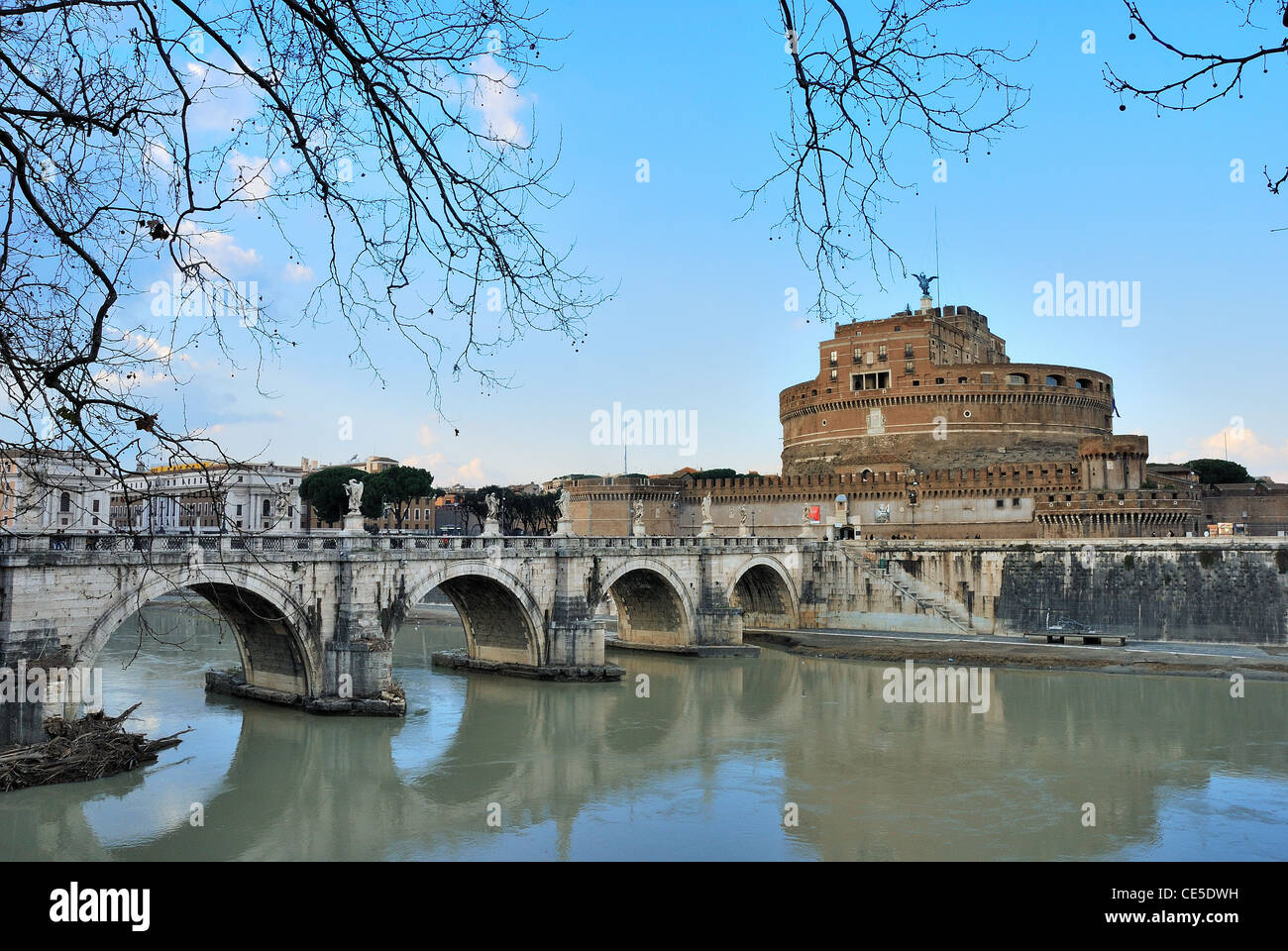 castel sant'angelo roma italia bridge river tiber Stock Photo