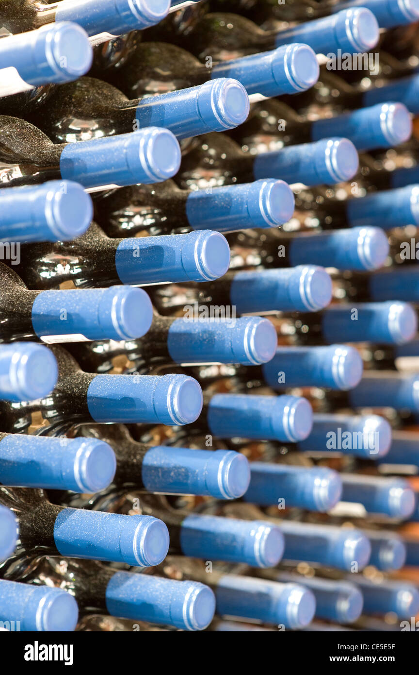 A stack of wine bottles Stock Photo