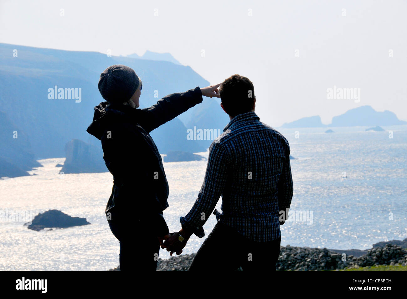 Couple at Port Near Ardara Co. Donegal. Stock Photo