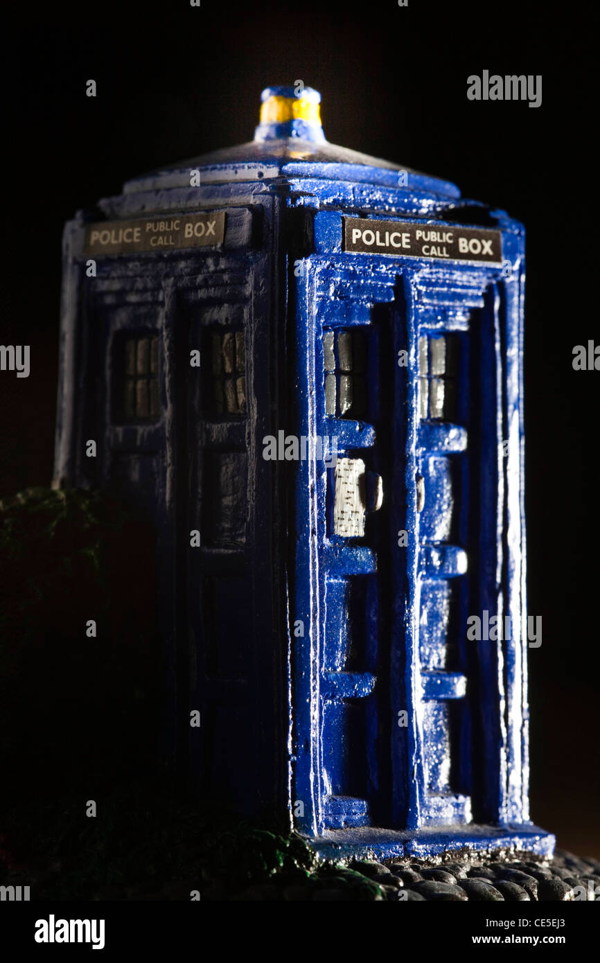 Model of the a British Police Box (TARDIS) Stock Photo
