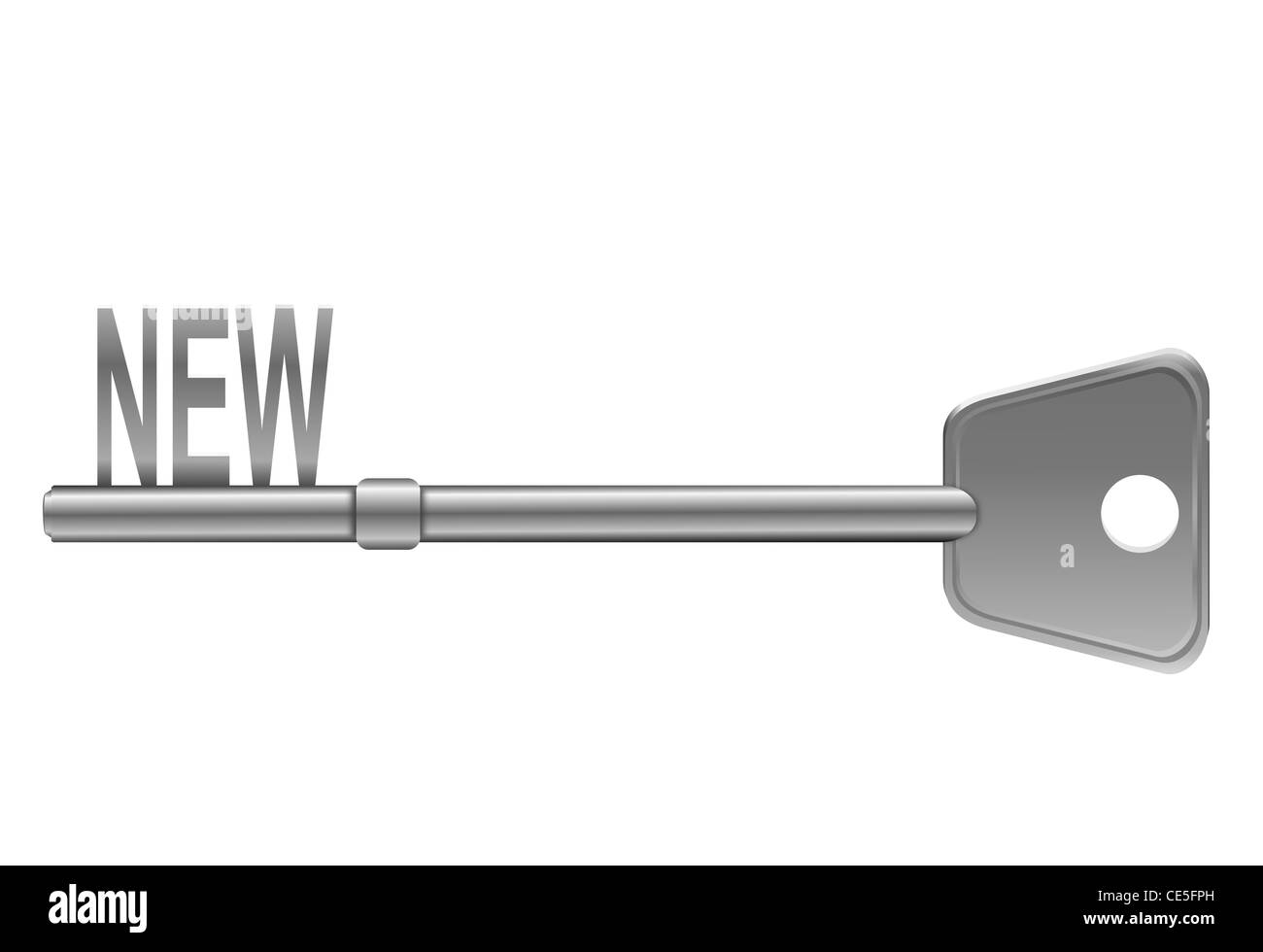 Illustration depicting a single key with a 'home' concept.White ...