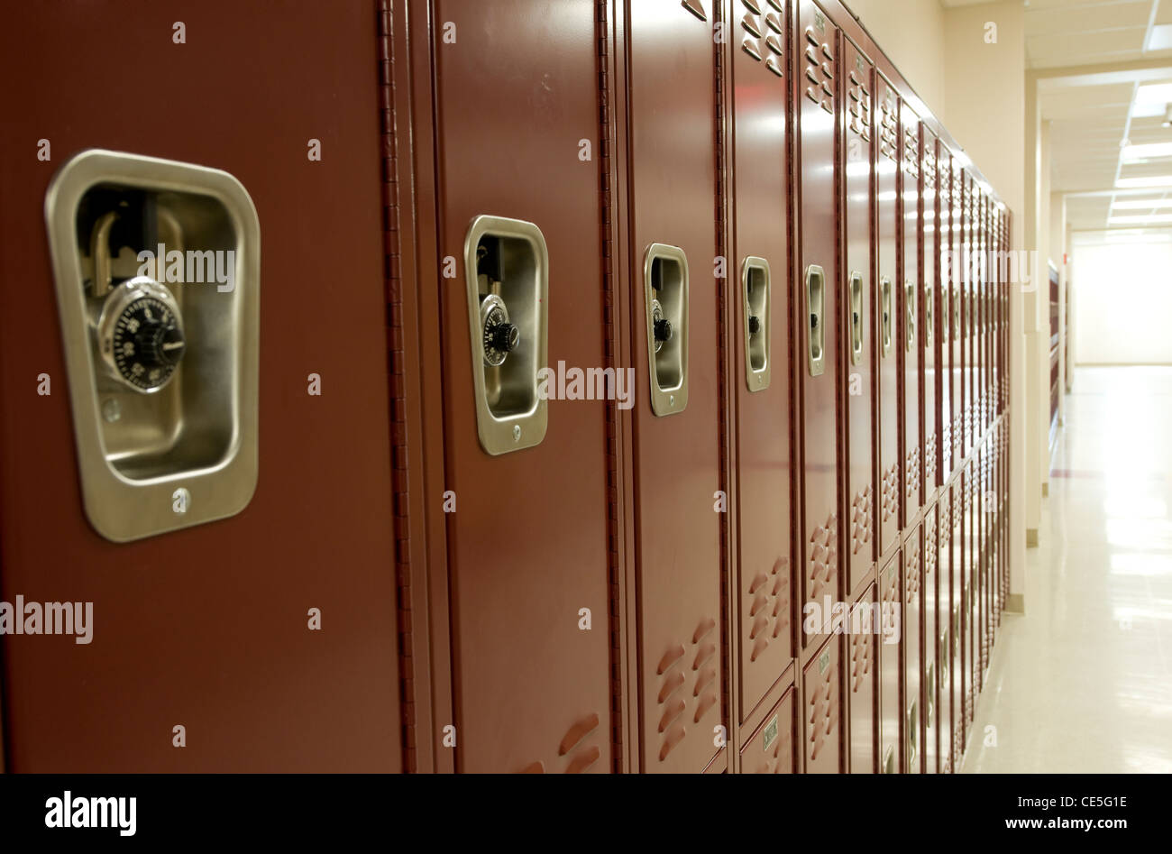 Lockers at High School Stock Photo Alamy