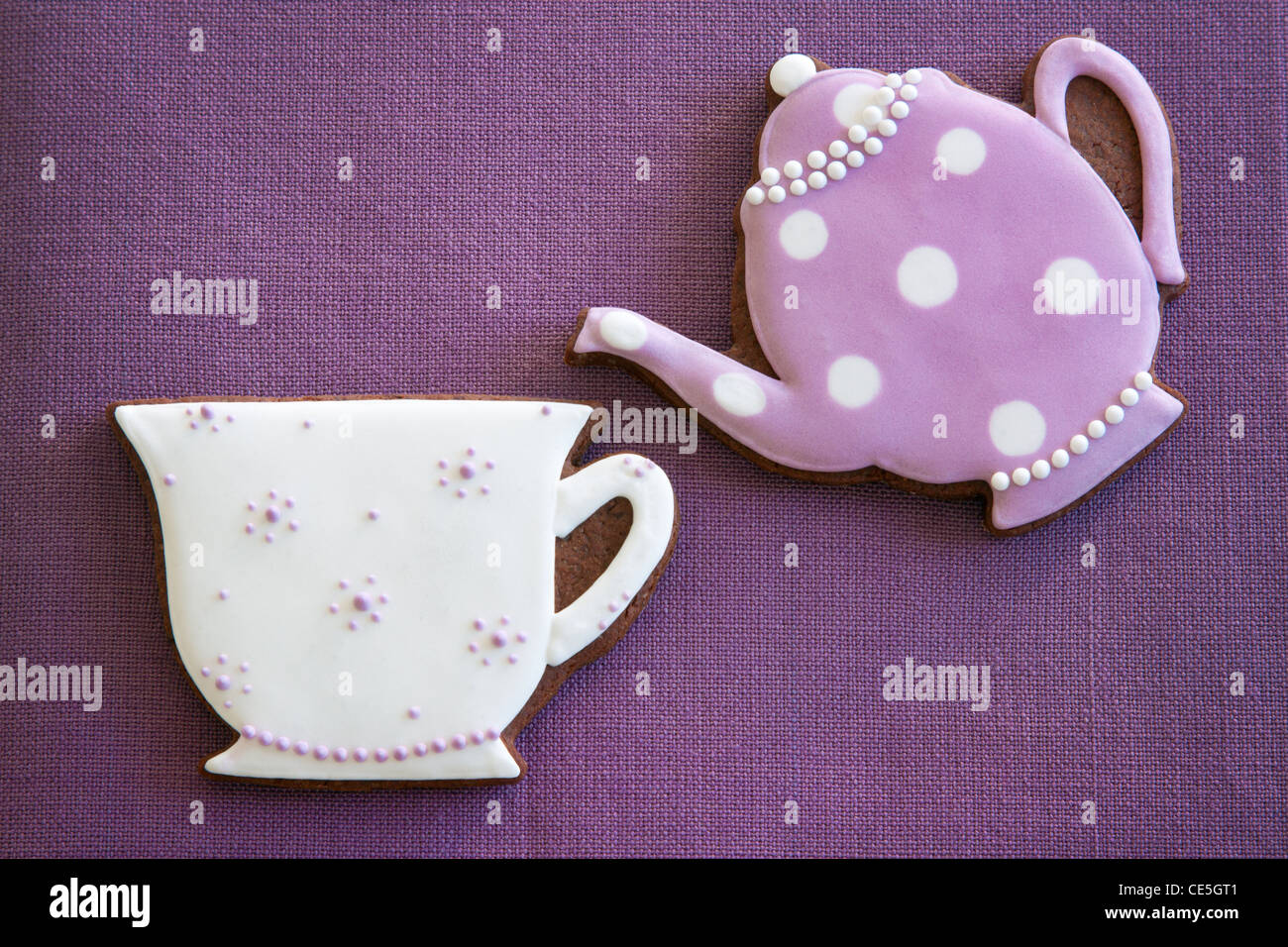 Teapot and teacup cookies Stock Photo
