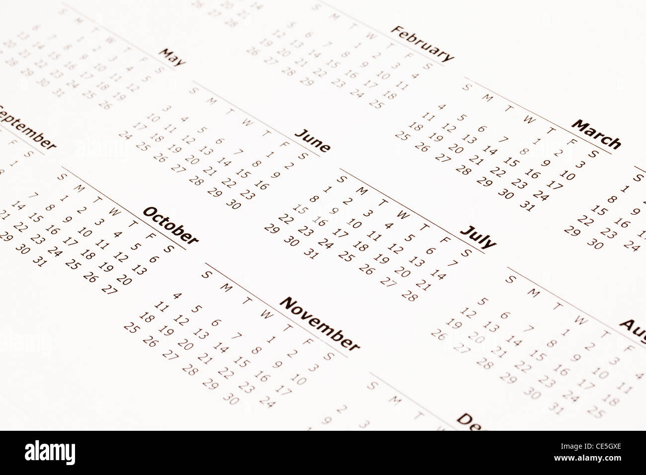 Calendar Months High Resolution Stock Photography and Images Alamy