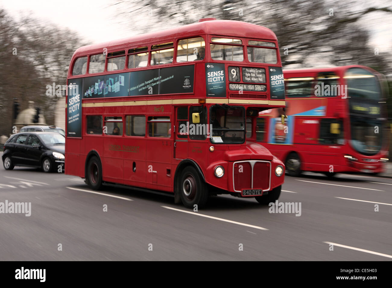 an old routemaster double decker bus traveling in London Stock Photo ...
