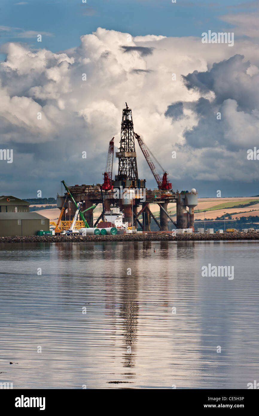 Oil Rigs on Cromarty Firth, Ross & Cromarty, Scotland Stock Photo