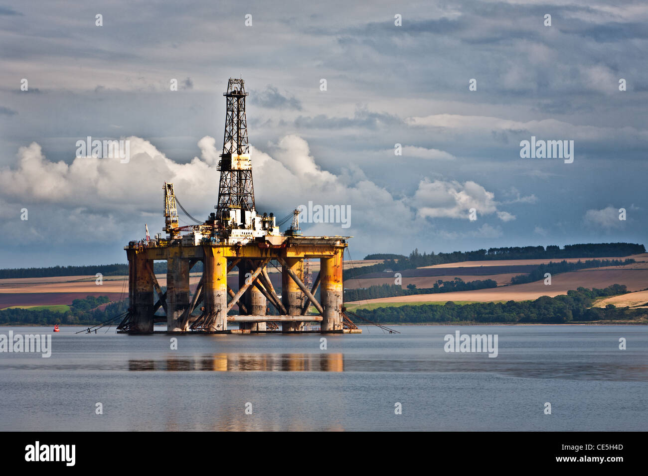 Oil Rigs on Cromarty Firth, Ross & Cromarty, Scotland Stock Photo