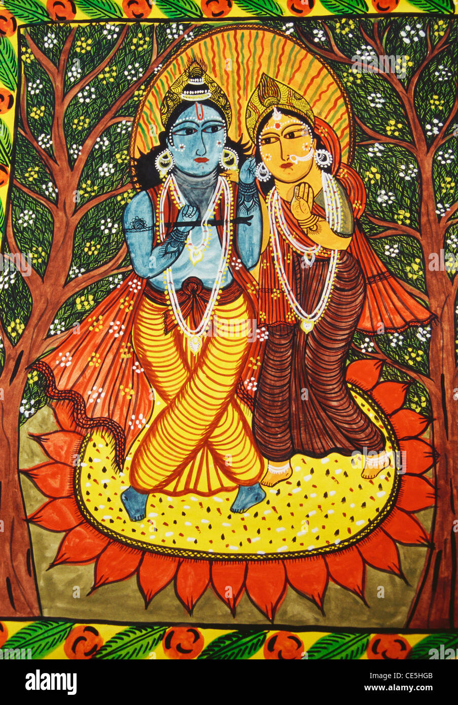Radha Krishna scroll painting Stock Photo