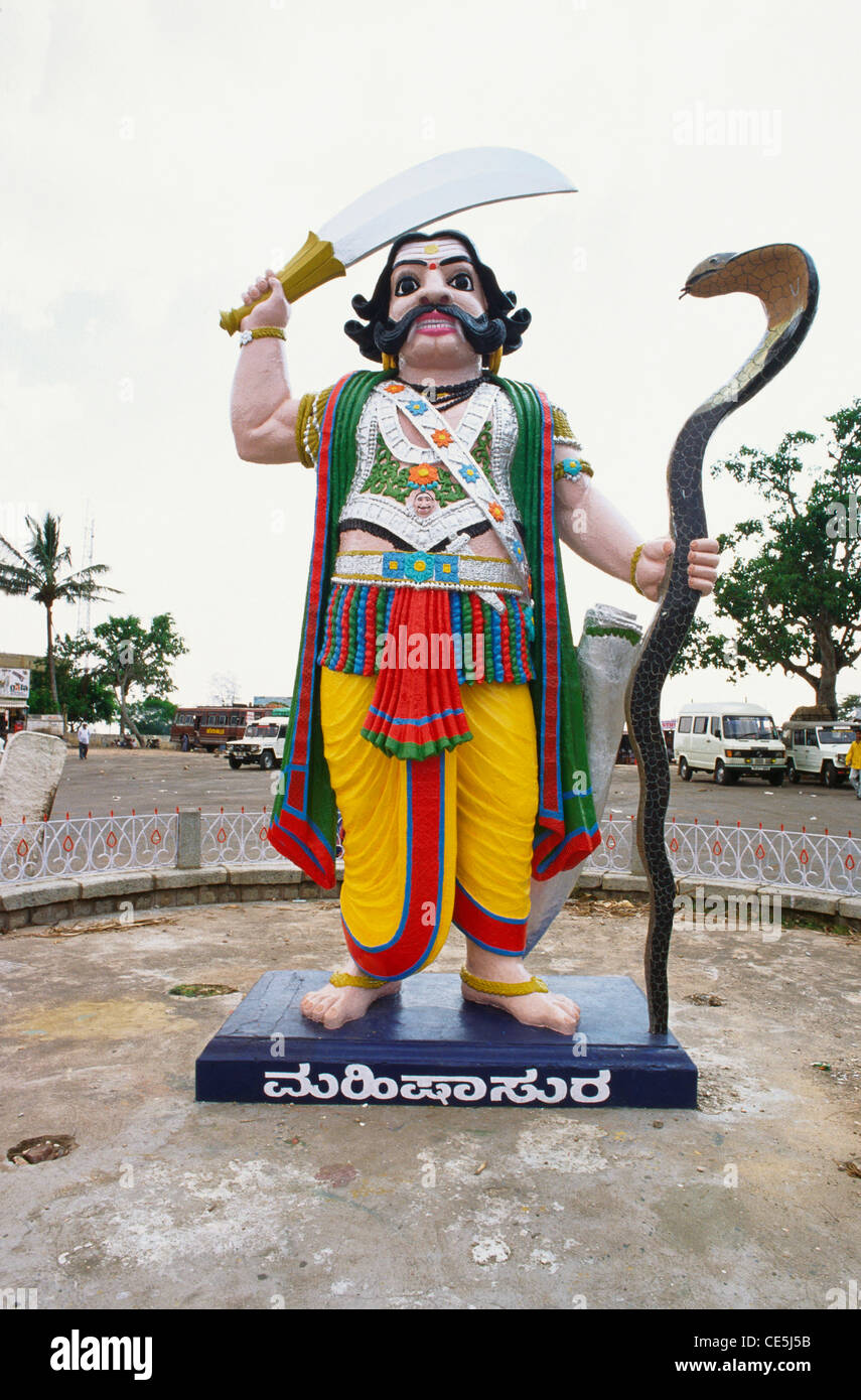 Statue of Mahisasura in Chamundi Hills ; Mysore ; Karnataka ; India Stock Photo