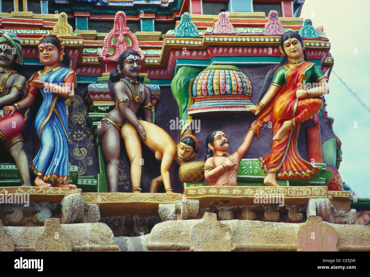 Erotic stucco figures in Alagerkoil temple tower near Madurai ; Tamil Nadu  ; India Stock Photo - Alamy