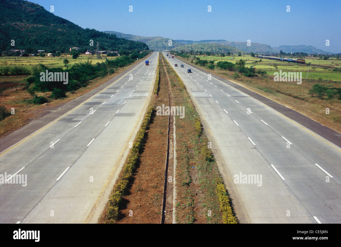Mumbai Pune expressway near Lonavala ; Poona ; Maharashtra ; India Stock Photo
