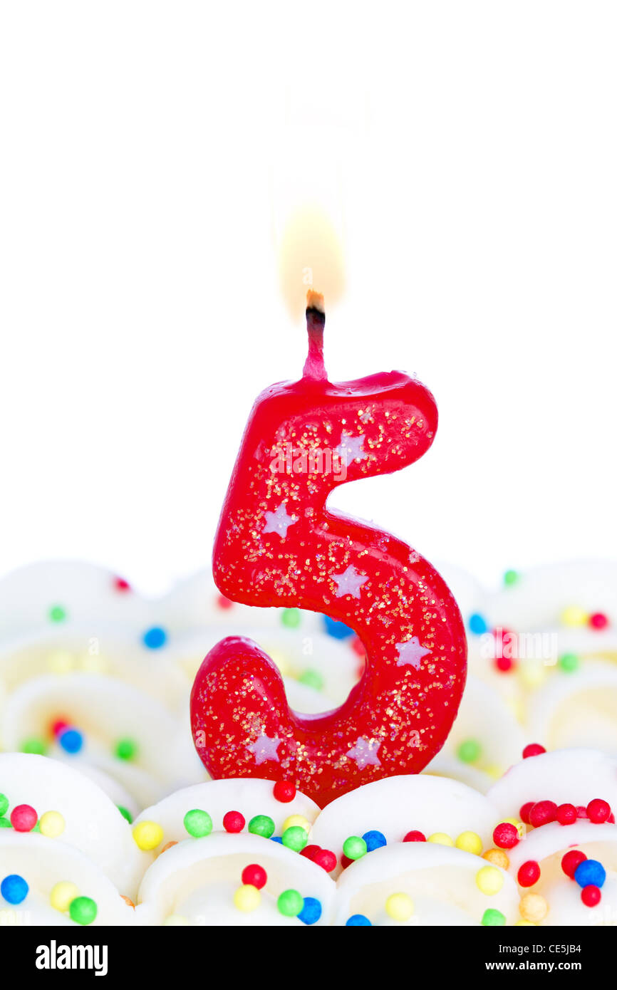 Number five birthday candle Stock Photo