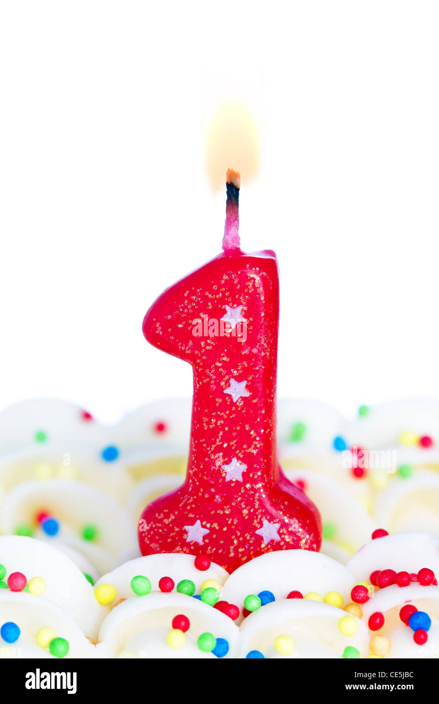 First birthday candle Stock Photo