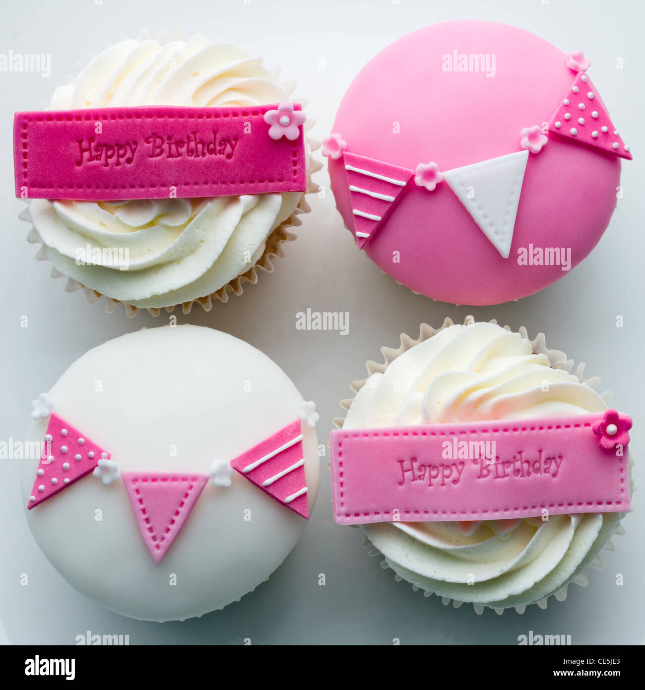 Happy birthday cupcake white icing hires stock photography and images