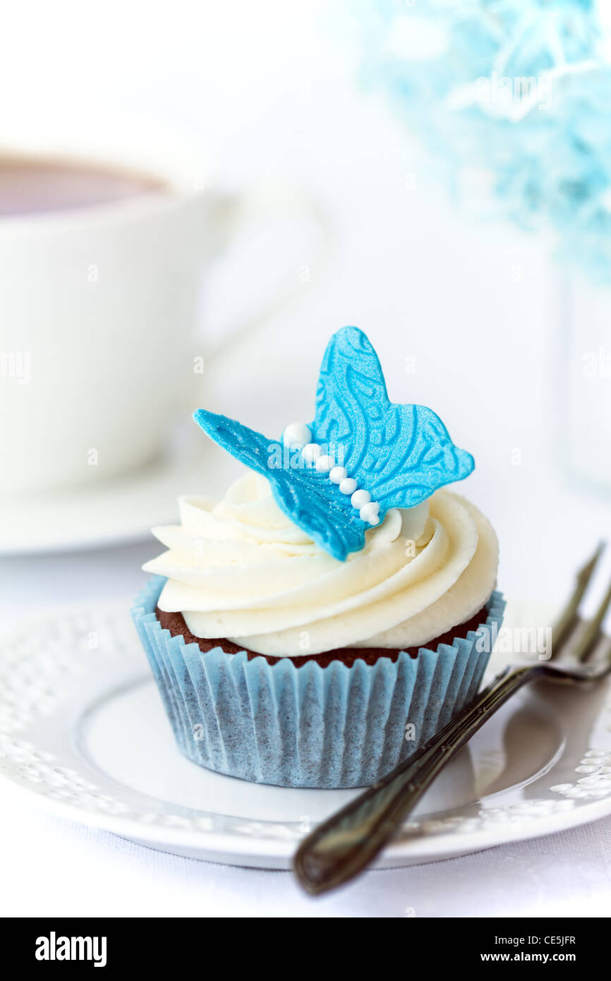 Butterfly cupcake Stock Photo