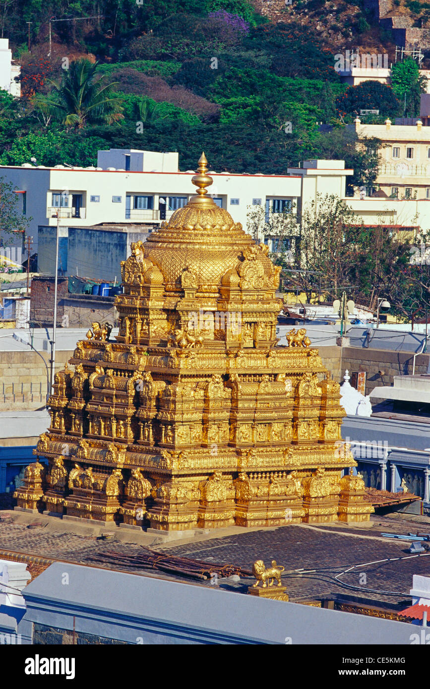 golden dome gold dome of Tirupati Balaji temple ; Andhra Pradesh ...