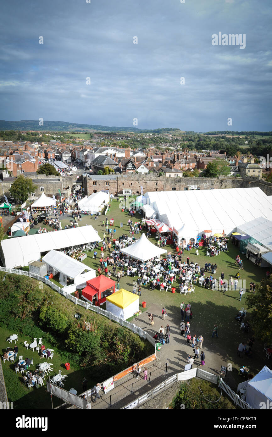 General view of the Ludlow Food Festival, taken from the top of Ludlow