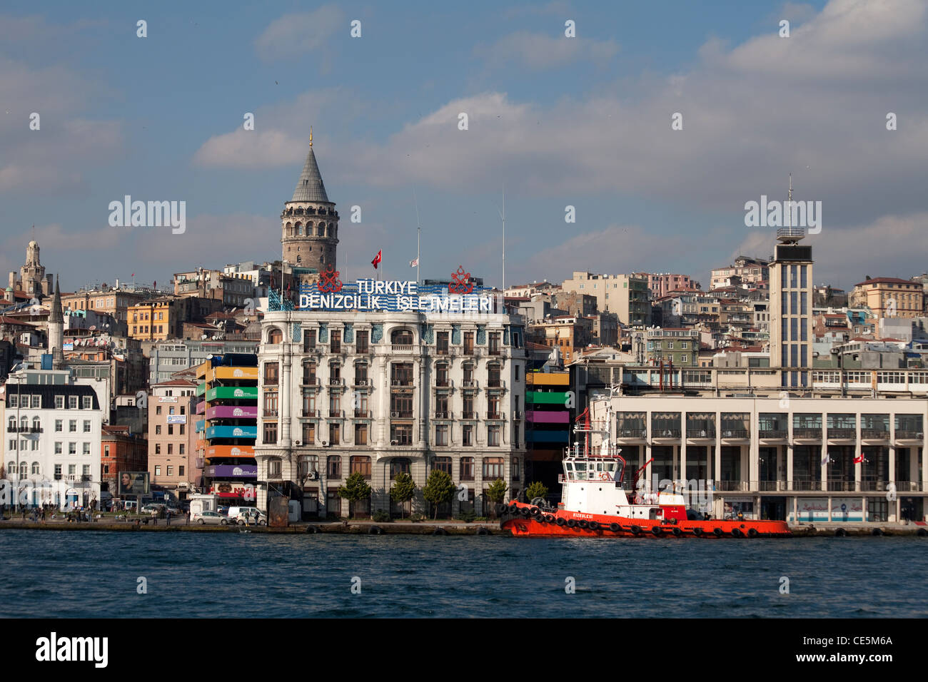 BEYOGLU GALATA TOWER VIEW FROM BOSPHORUS ISTANBUL Stock Photo