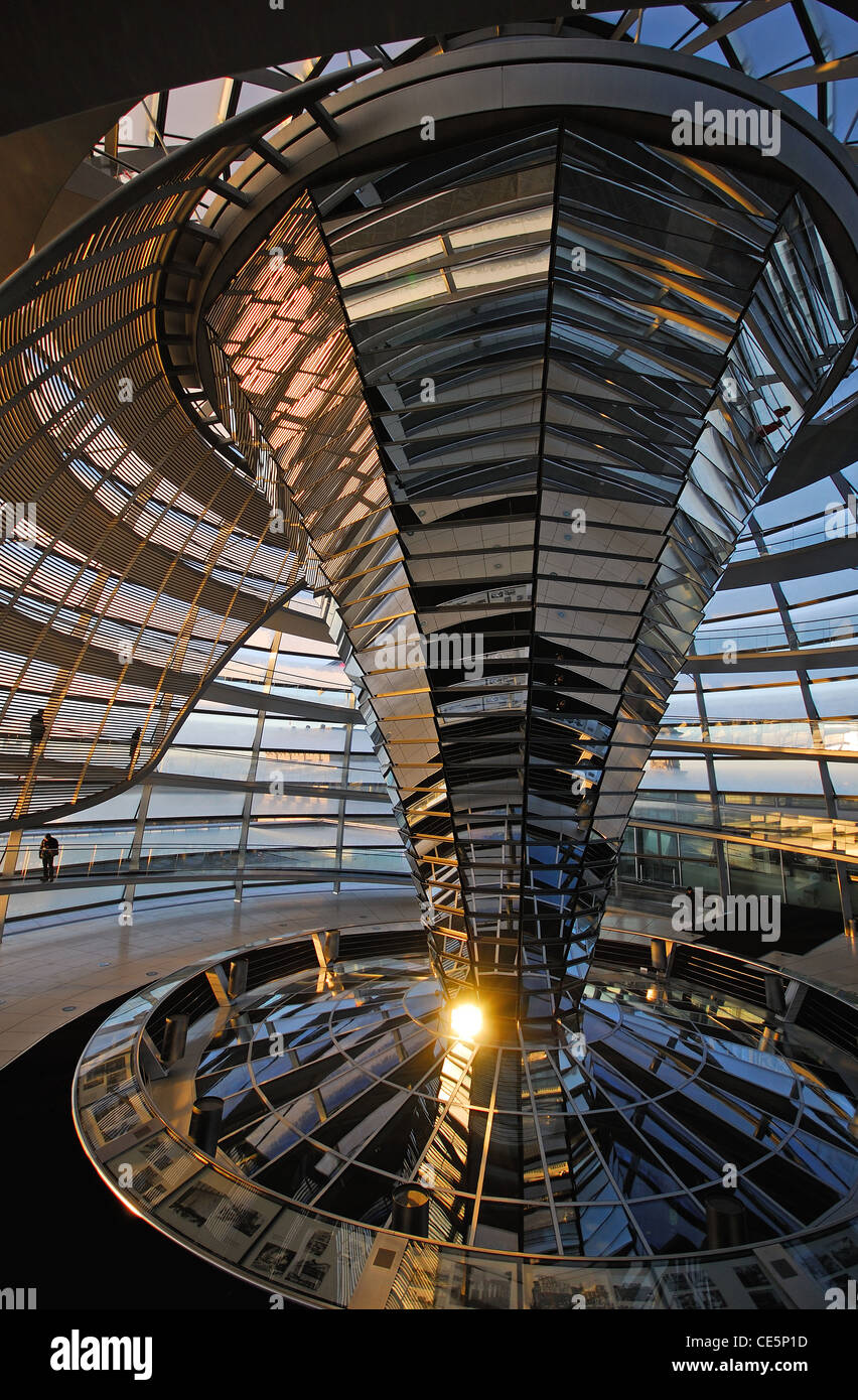 BERLIN, GERMANY. Interior of the Reichstag dome, designed by Sir Norman Foster. 2012. Stock Photo