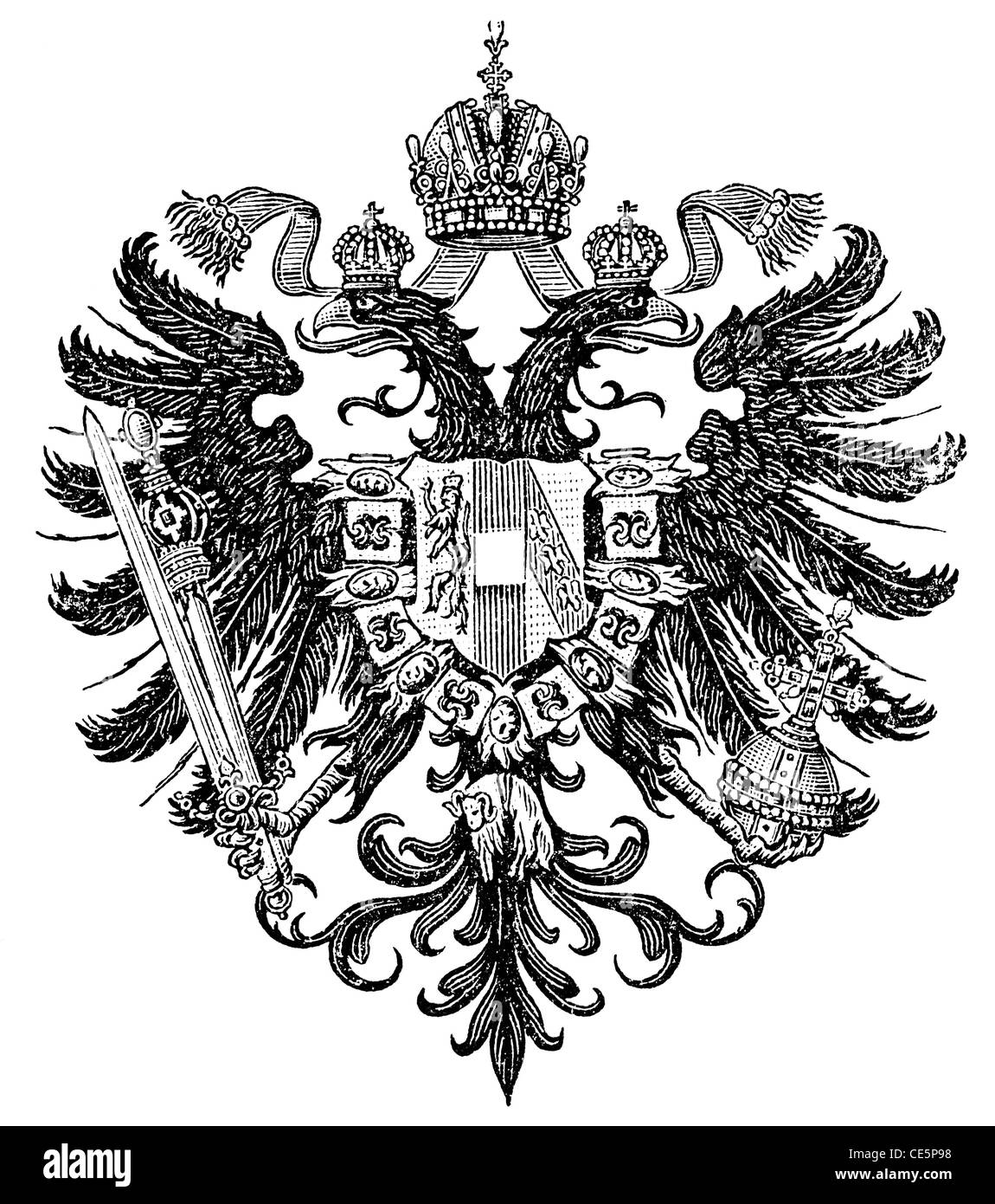 Smaller coat of arms of the Empire of Austria form Congress of Vienna 1815-1867 (Austro-Hungarian Monarchy). Stock Photo