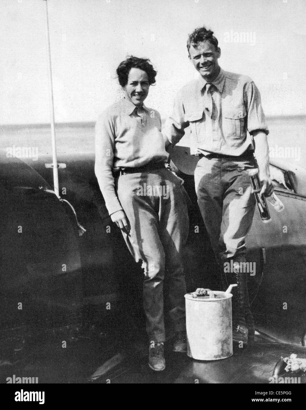 CHARLES LINDBERGH US aviator with wife Anne Morrow on their flight to Japan in 1931 Stock Photo