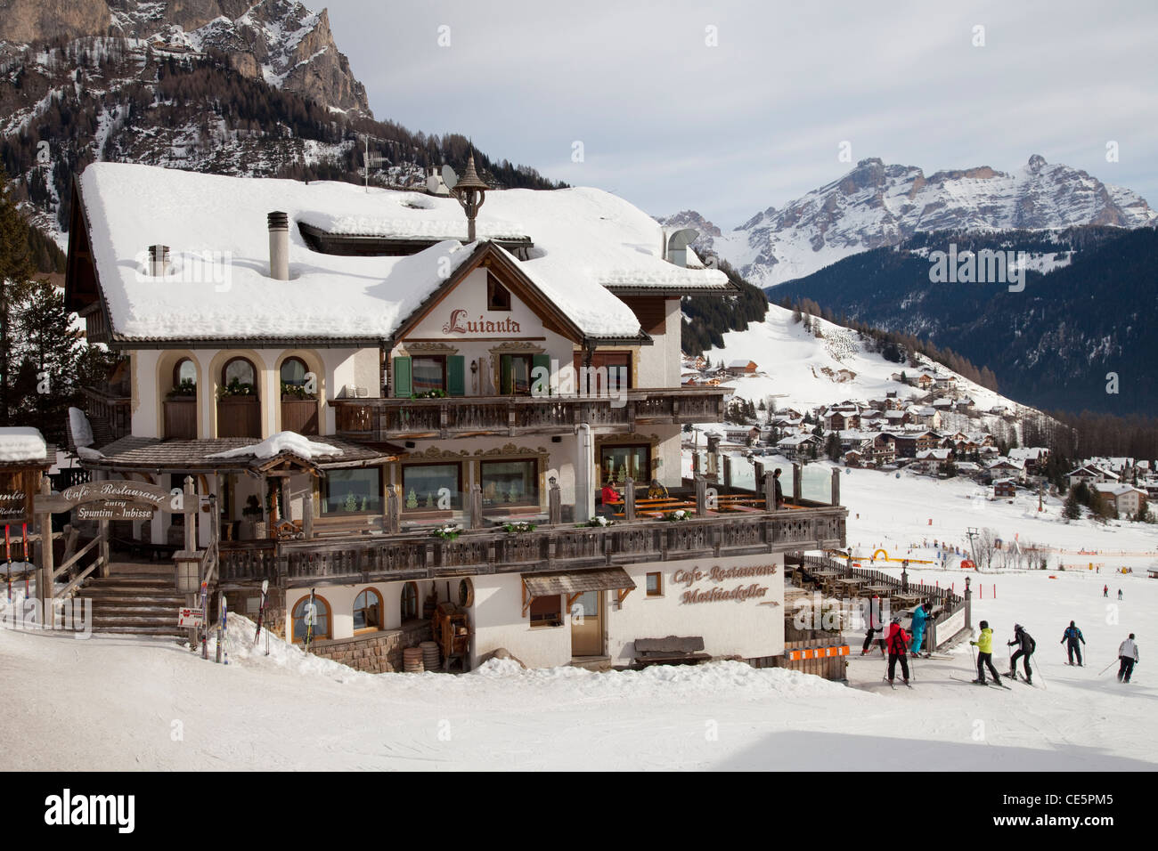 Restaurant Luianta, Kolfuschg, Colfosco, Gader valley, Val Badia, Alta Badia, Dolomites, South Tyrol, Italy, Europe Stock Photo