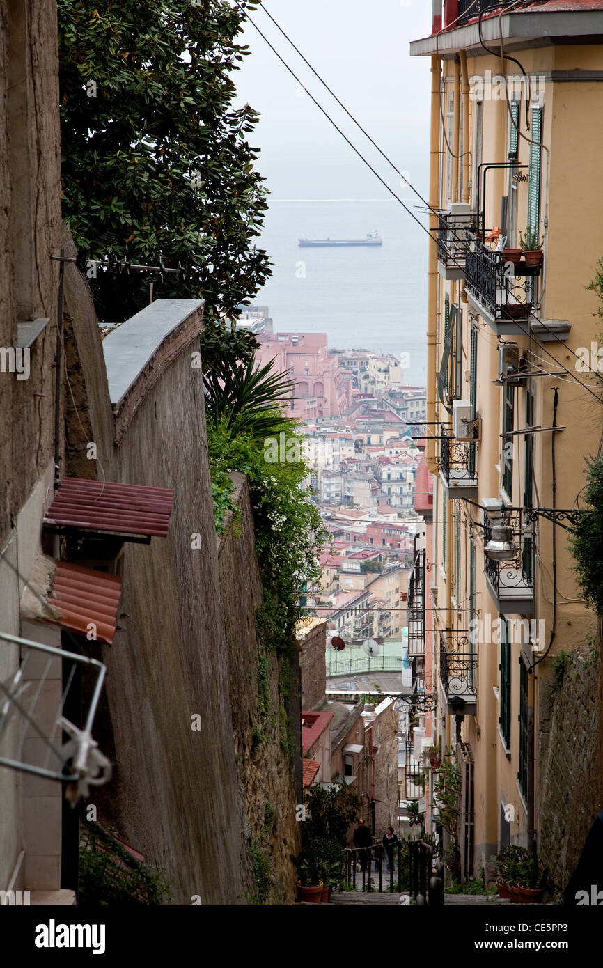 NAPLES NAPOLI ITALY NARROW STREET Stock Photo