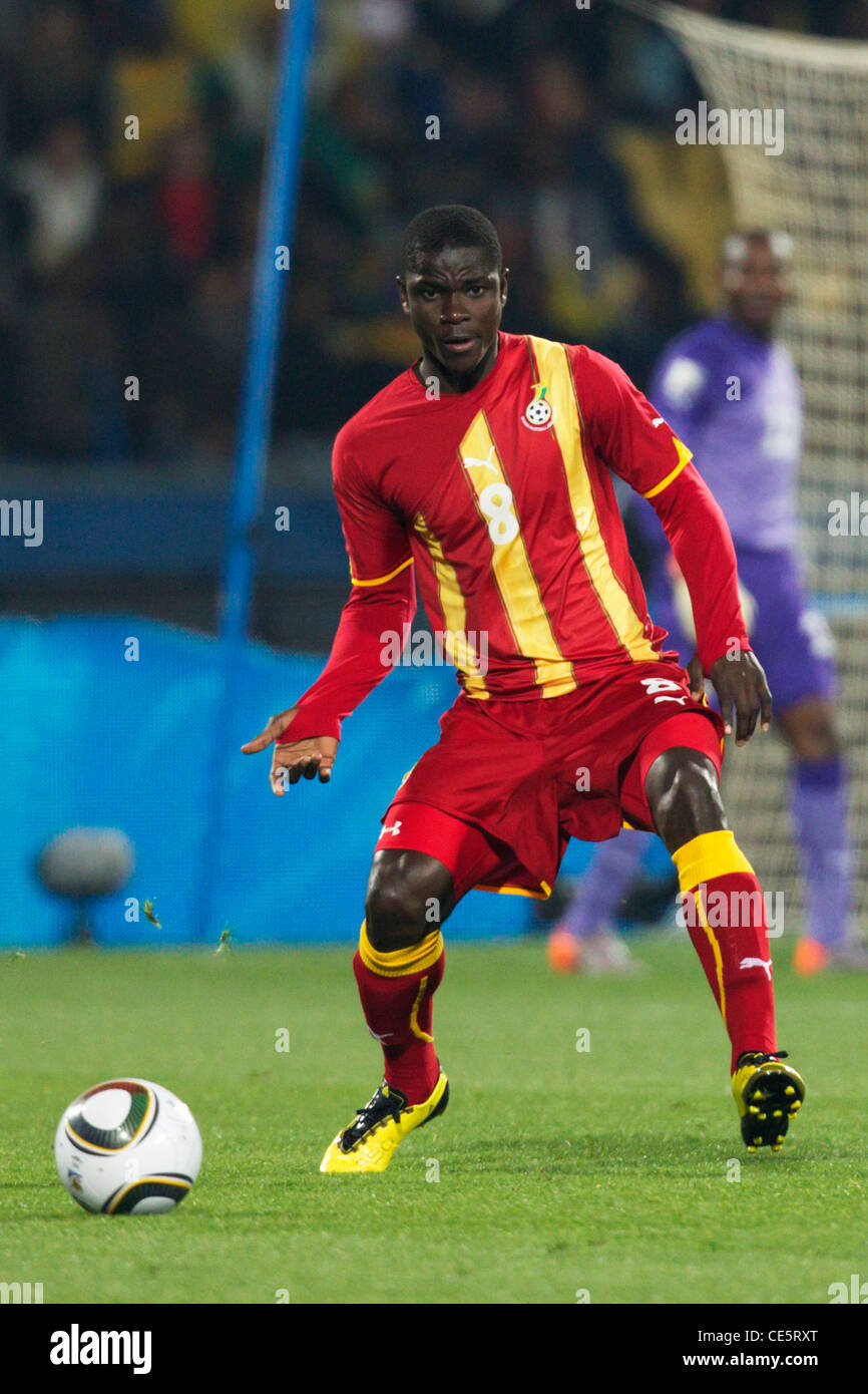 Jonathan Mensah of Ghana in action during the FIFA World Cup round of 16 match against the United States at Royal Bafokeng Stadi Stock Photo