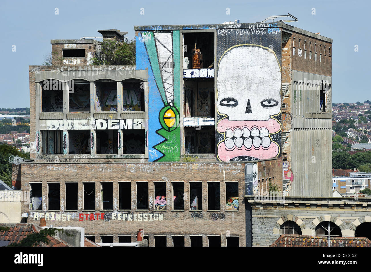 Westmoreland House, a derelict property on Stokes Croft, Bristol awaiting redevelopment Stock Photo