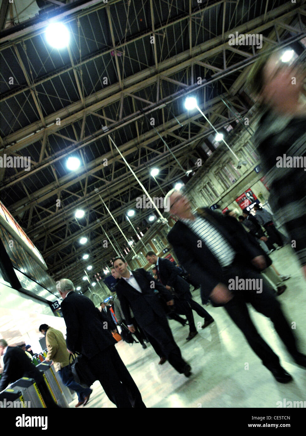 Commuters at London's Waterloo rushing home at the end of the day. Stock Photo