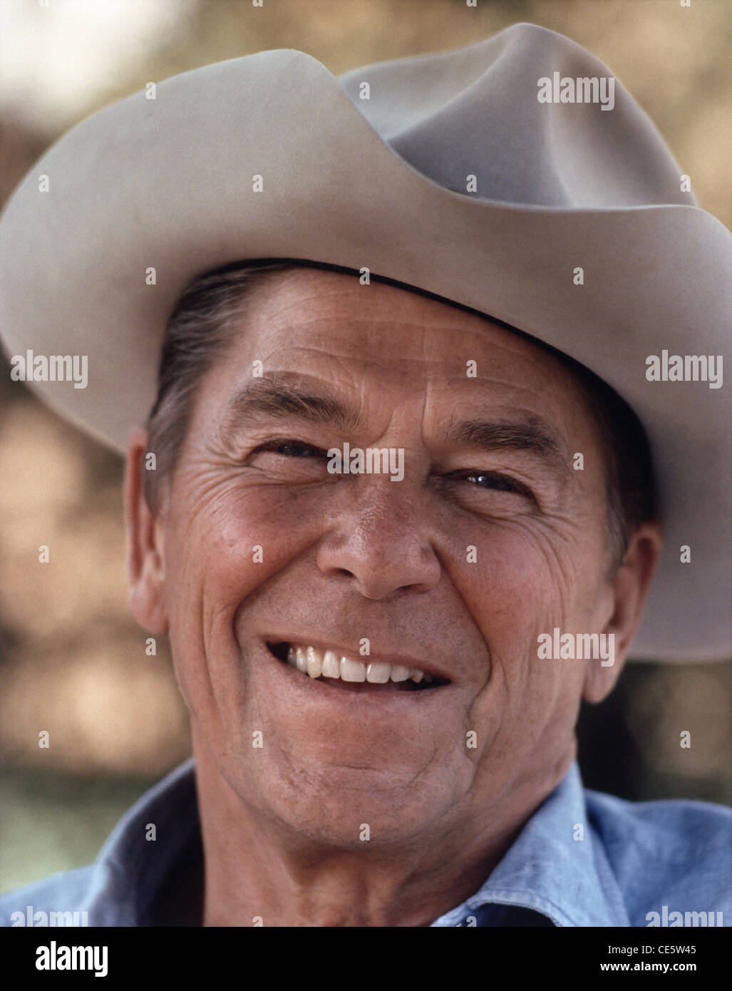Ronald Reagan in Cowboy Hat Stock Photo