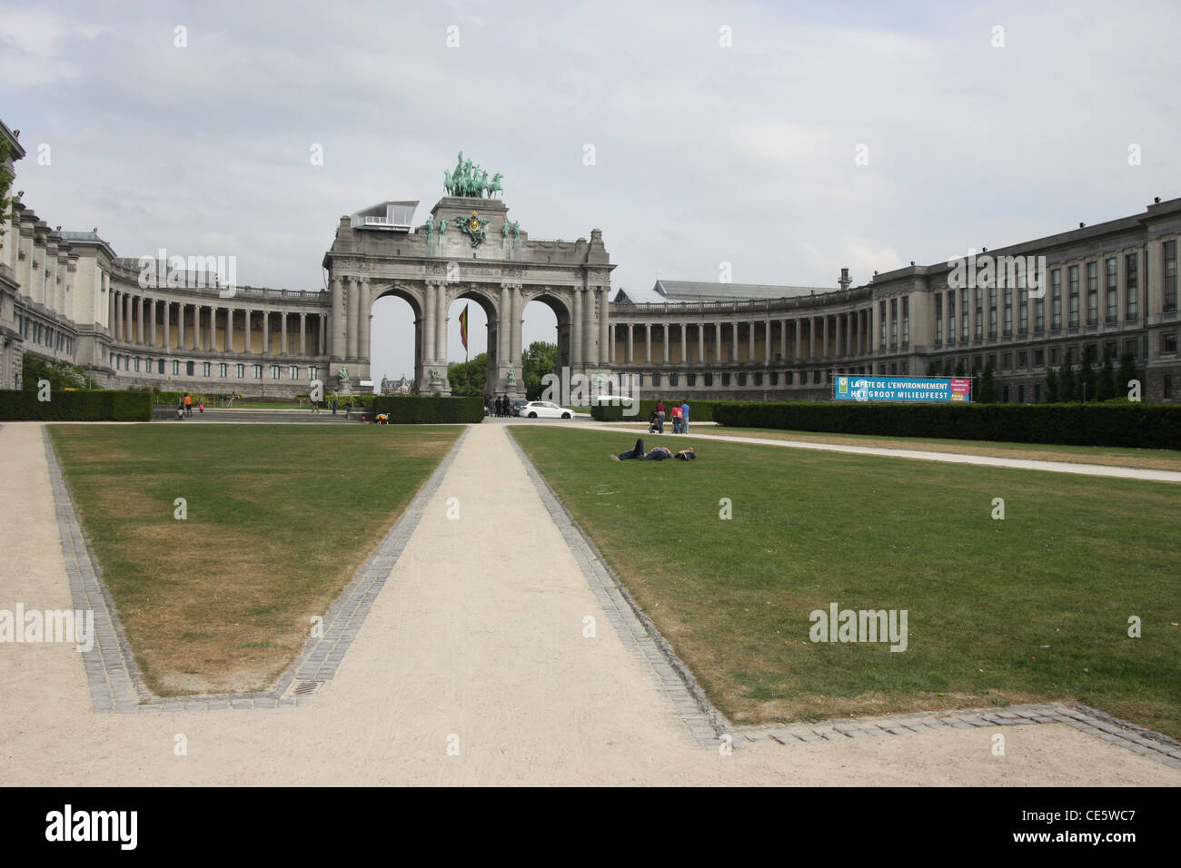 Parc du Cinquantenaire is a large public, urban park (30 hectares) in the easternmost part of the European Quarter in Brussels. Stock Photo