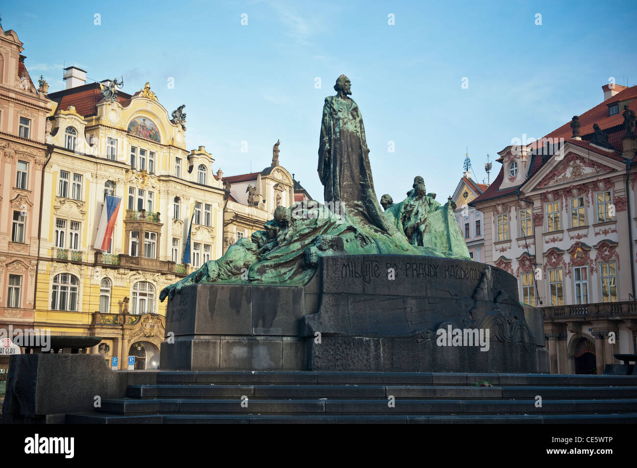 Jan Hus monument in the Old Town Swuare of Prague, Czech Republic Stock Photo