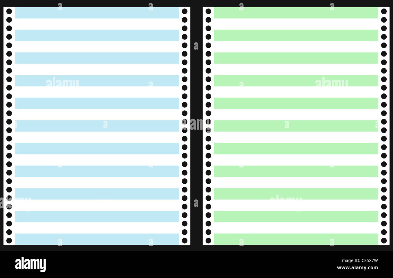 Set Of Dot Matrix Printer Paper Stock Photo Alamy