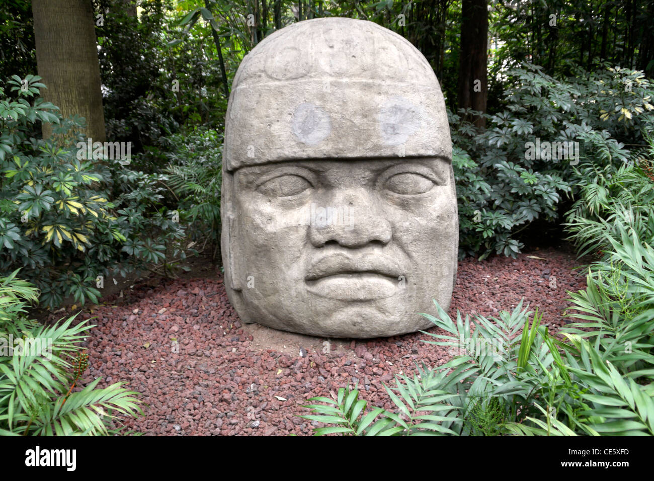 Colossal heads of Olmec statue in Museo Nacional de Antropología