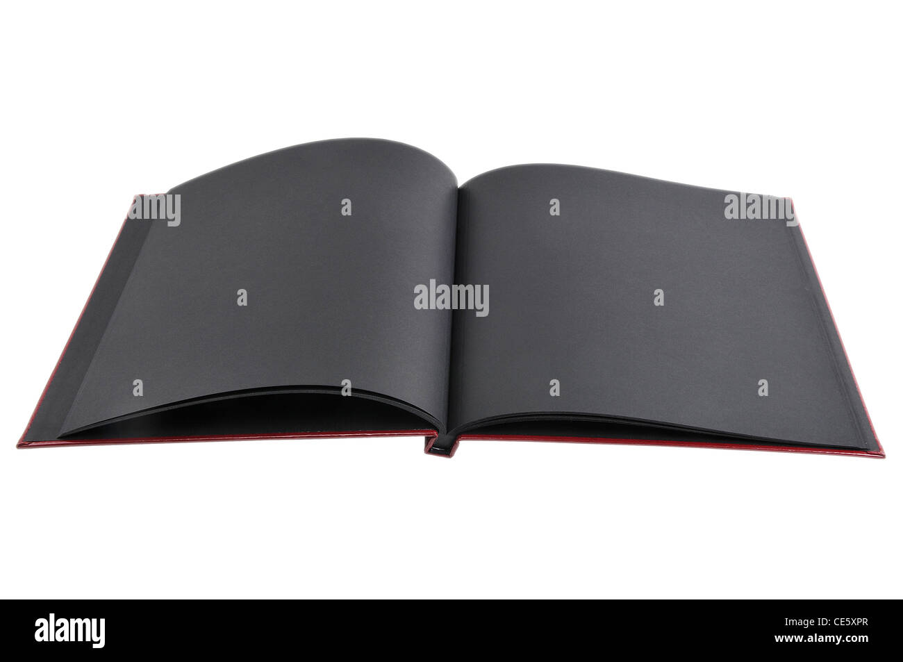 Open book with black pages, isolated on white Stock Photo Alamy