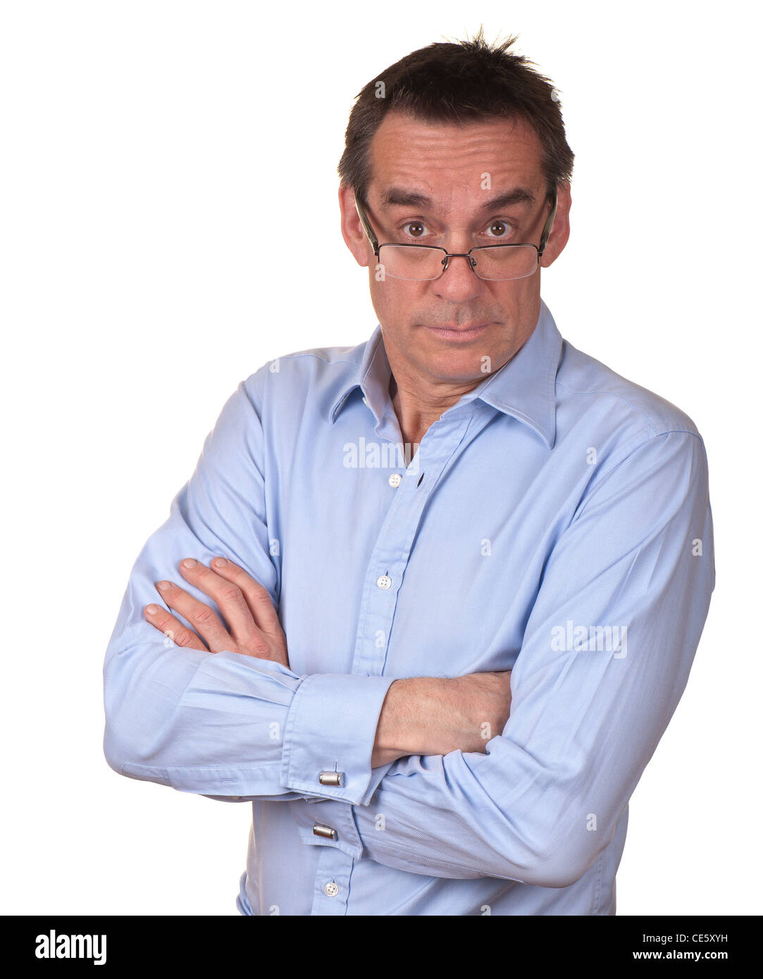 Man in glasses blue shirt hi-res stock photography and images - Alamy