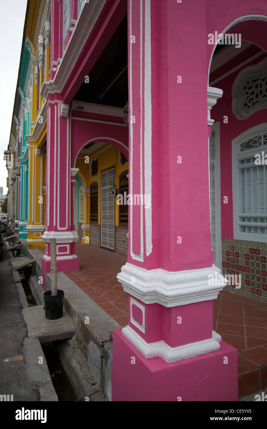 Colorful traditional Penang houses Stock Photo