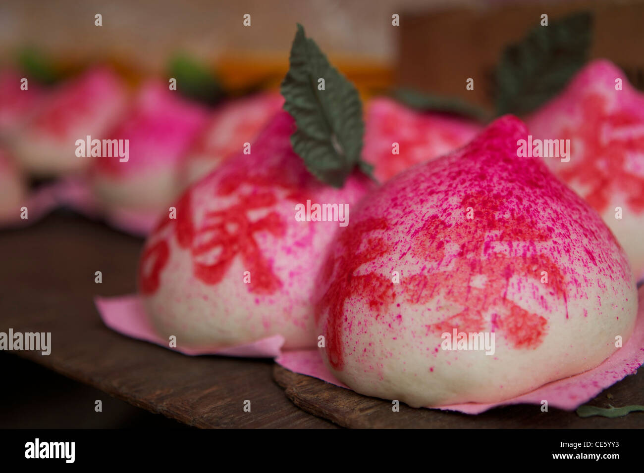 pink chinese cakes in Kuala Lumpur market Stock Photo