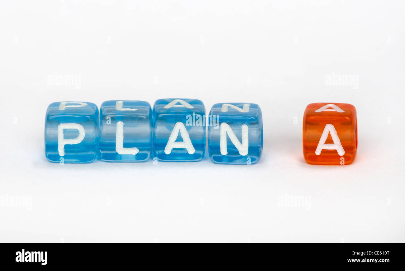 Text Plan A on colorful cubes over white Stock Photo