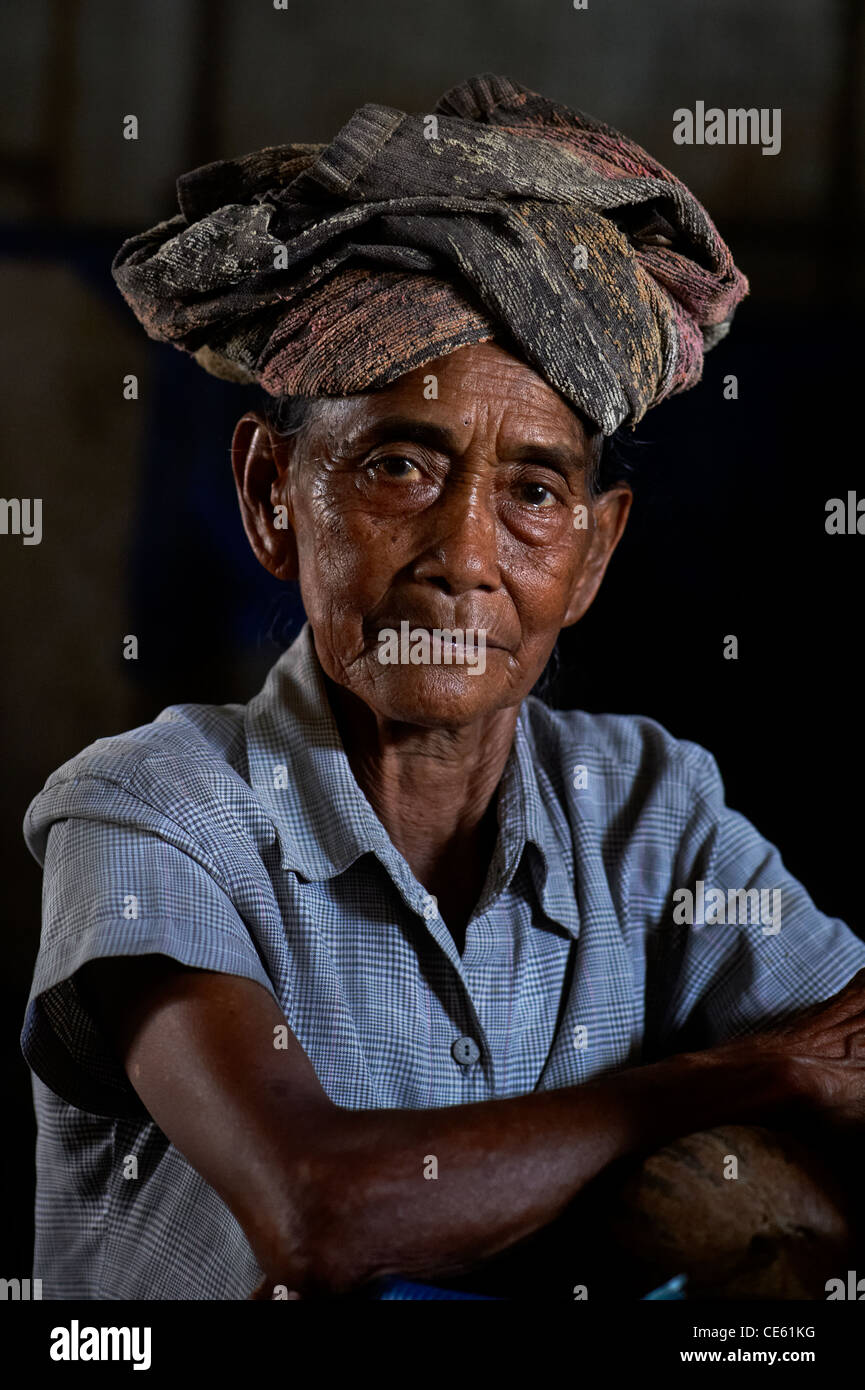 Elderly Balinese woman, Ubud Indonesia Stock Photo