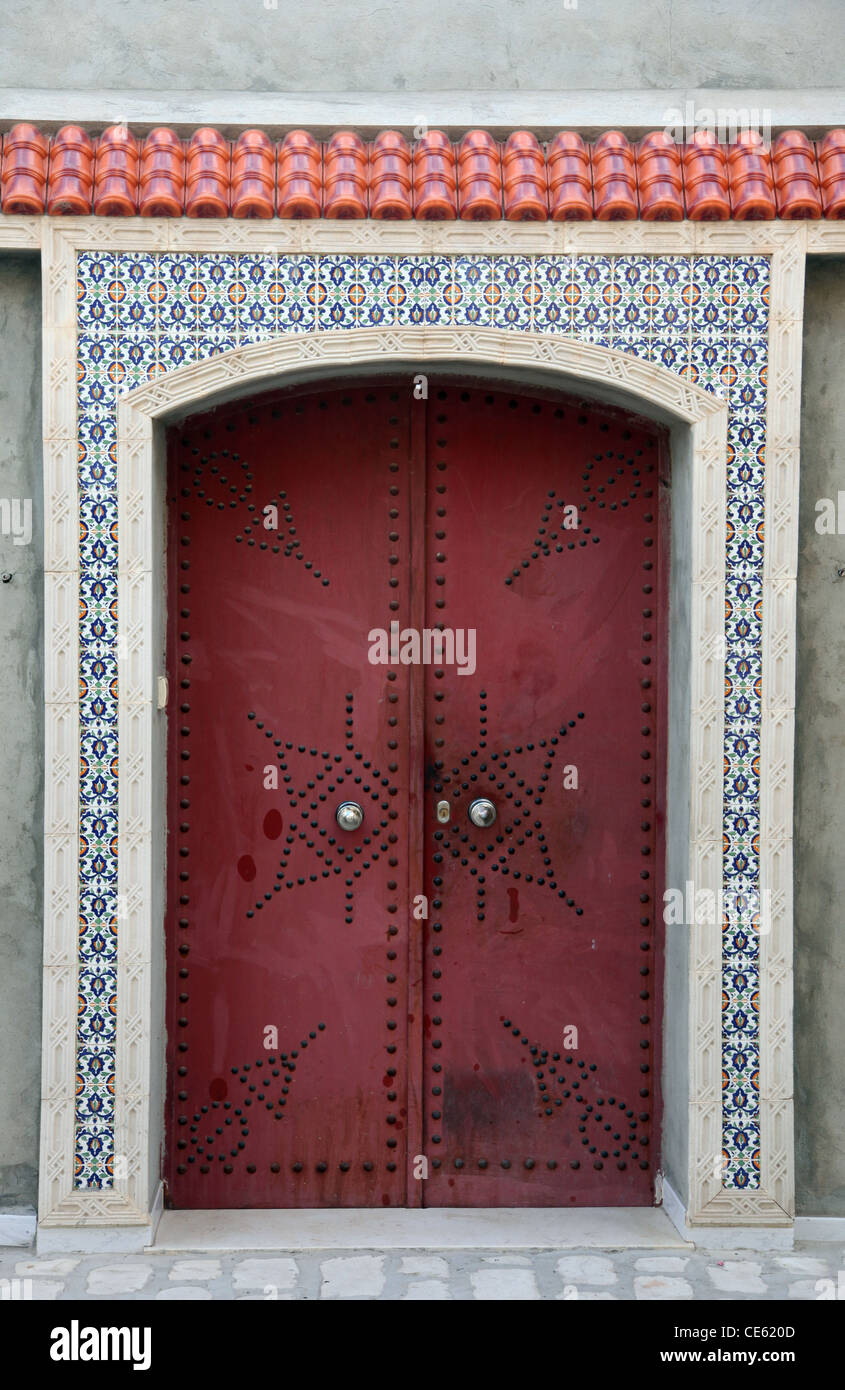 Traditional door from Sousse, Tunisia Stock Photo