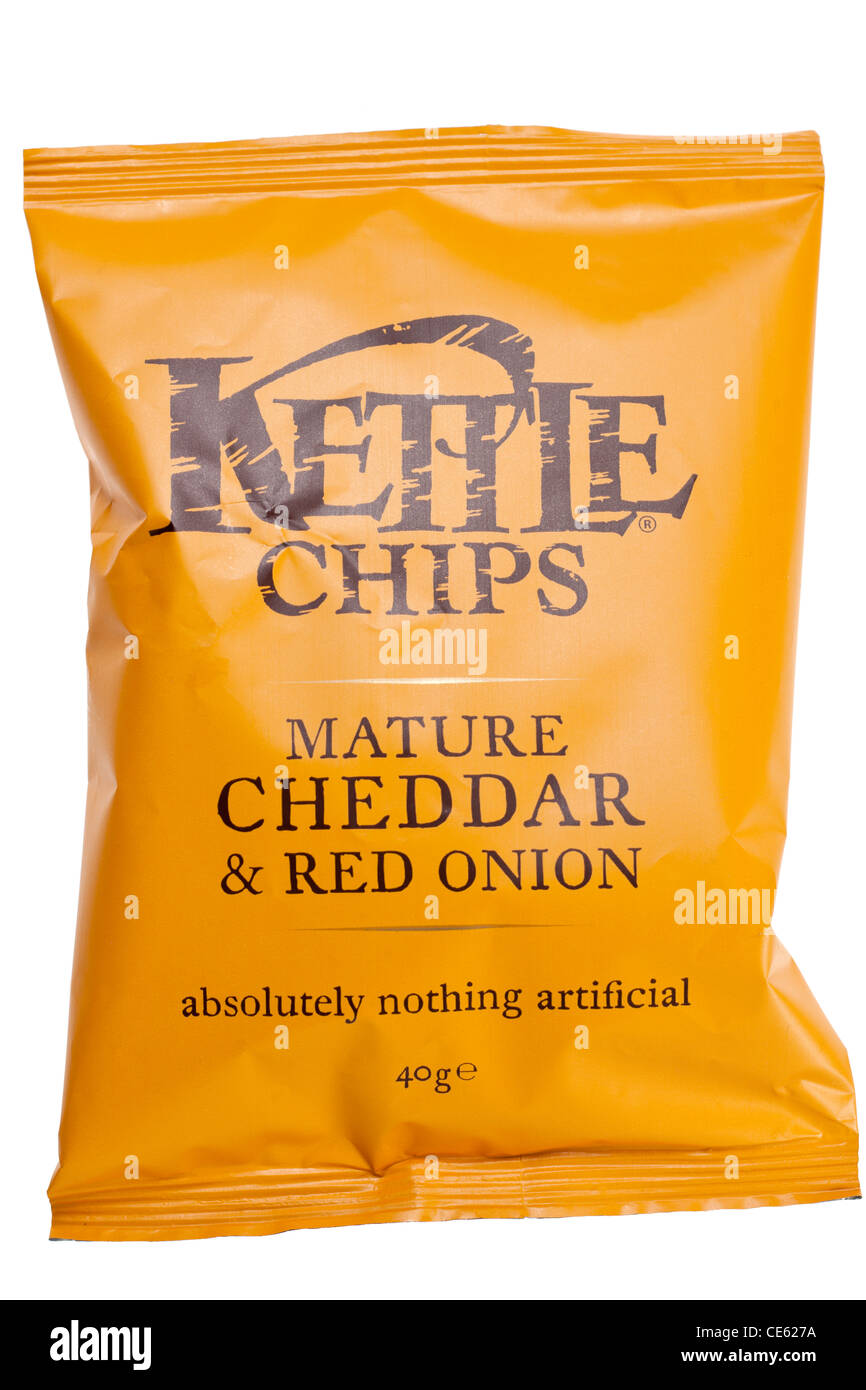 Bag of Kettle cheese and onion crisps Stock Photo