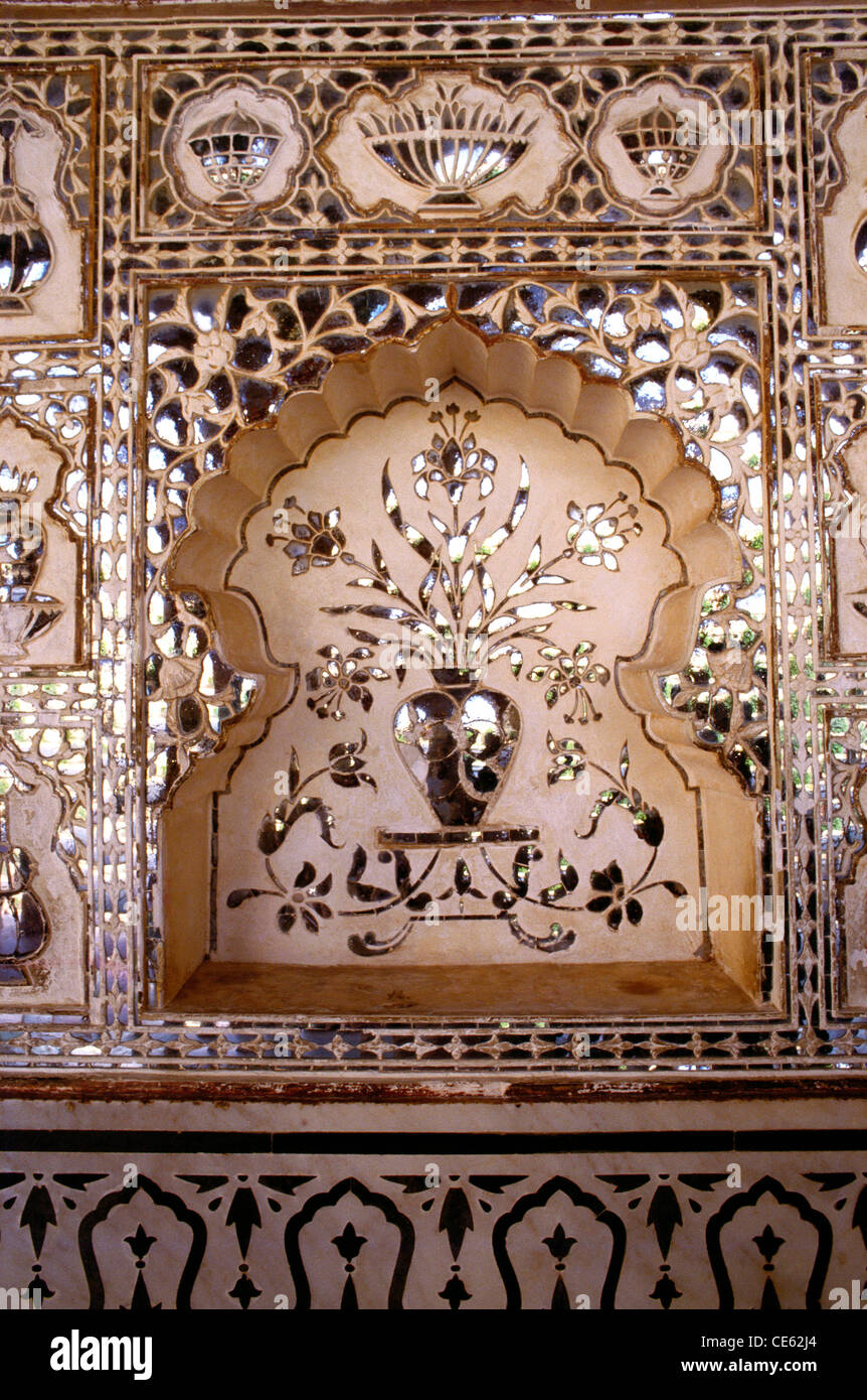 mirror glass relief work Sheesh Mahal Amber palace Jaipur Rajasthan
