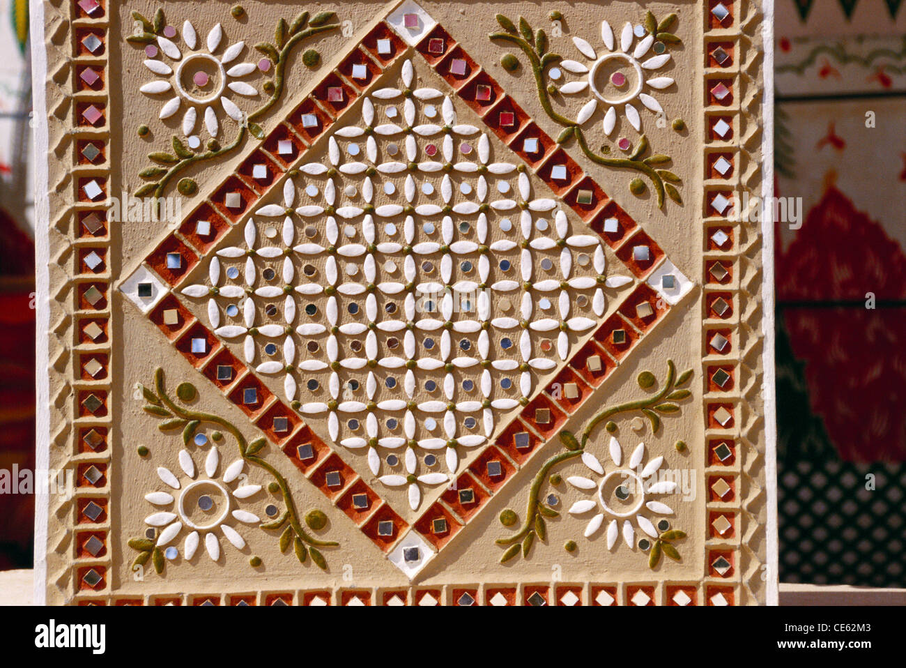 mud and mirror work wall Bhuj Kutch Gujarat India Stock Photo Alamy