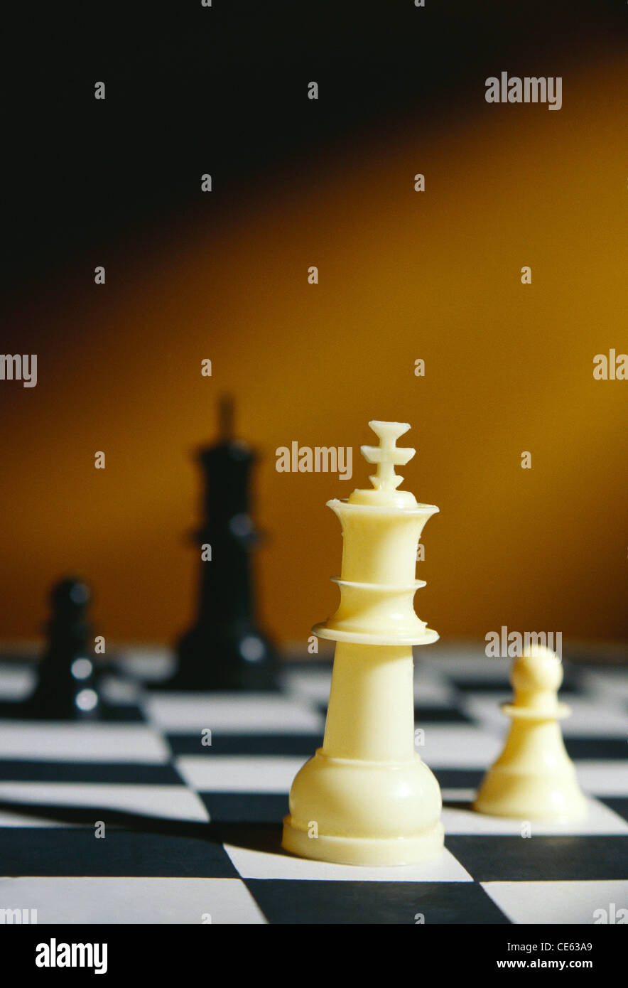 King ; white chess piece on chess board Stock Photo